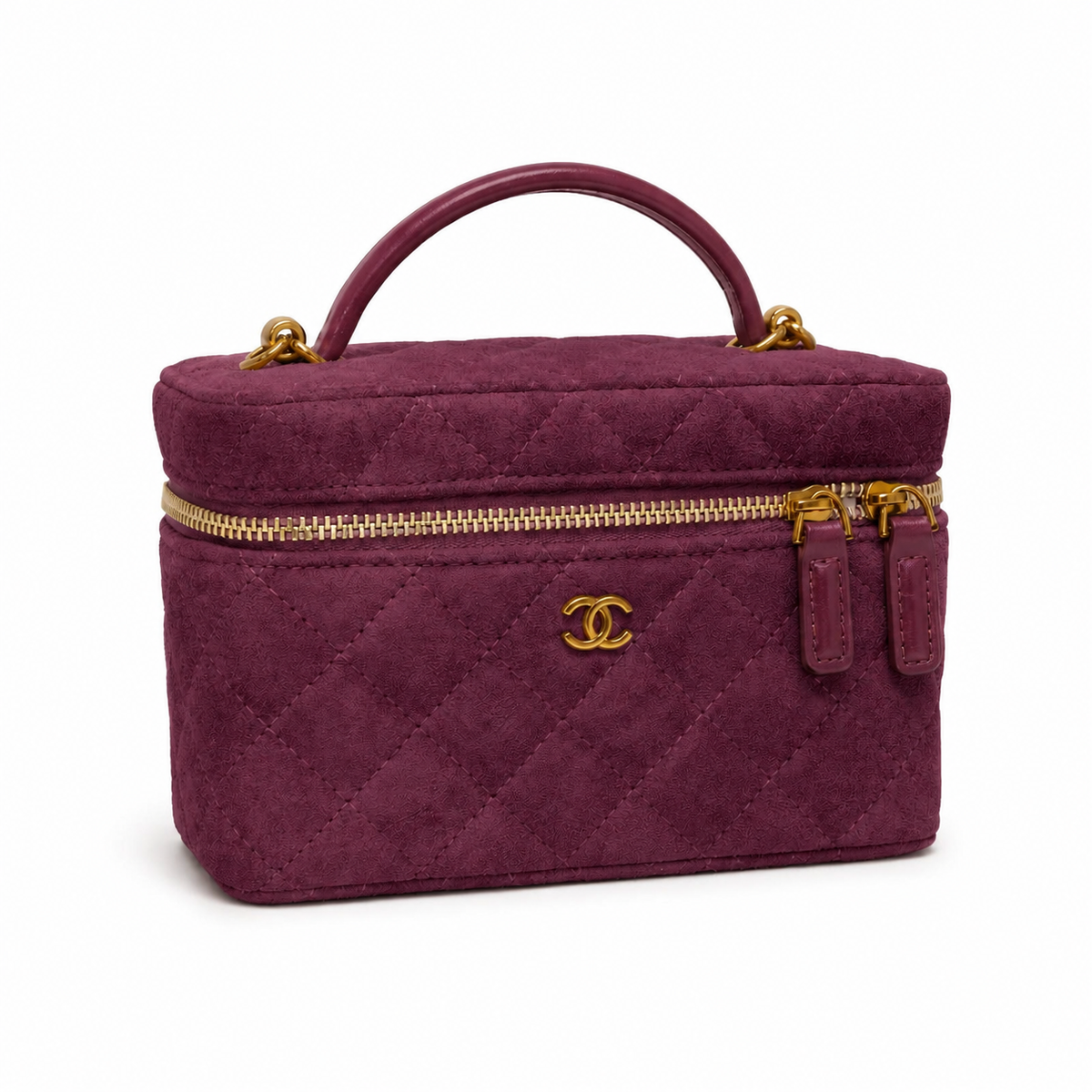 Chanel quilted suede slim vanity