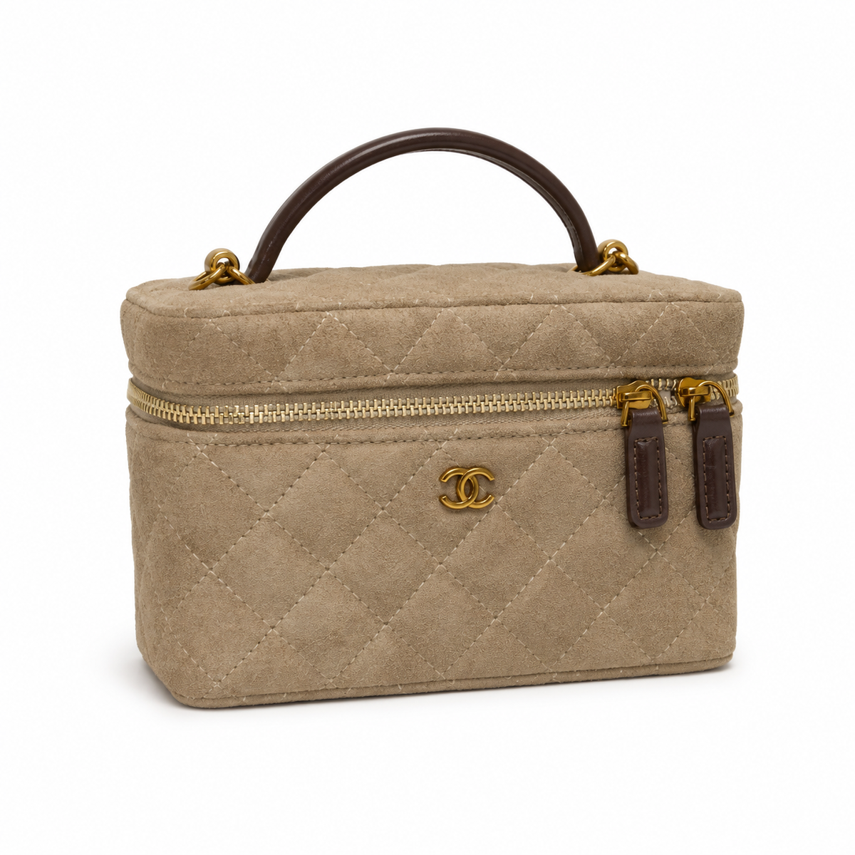 Chanel quilted suede slim vanity