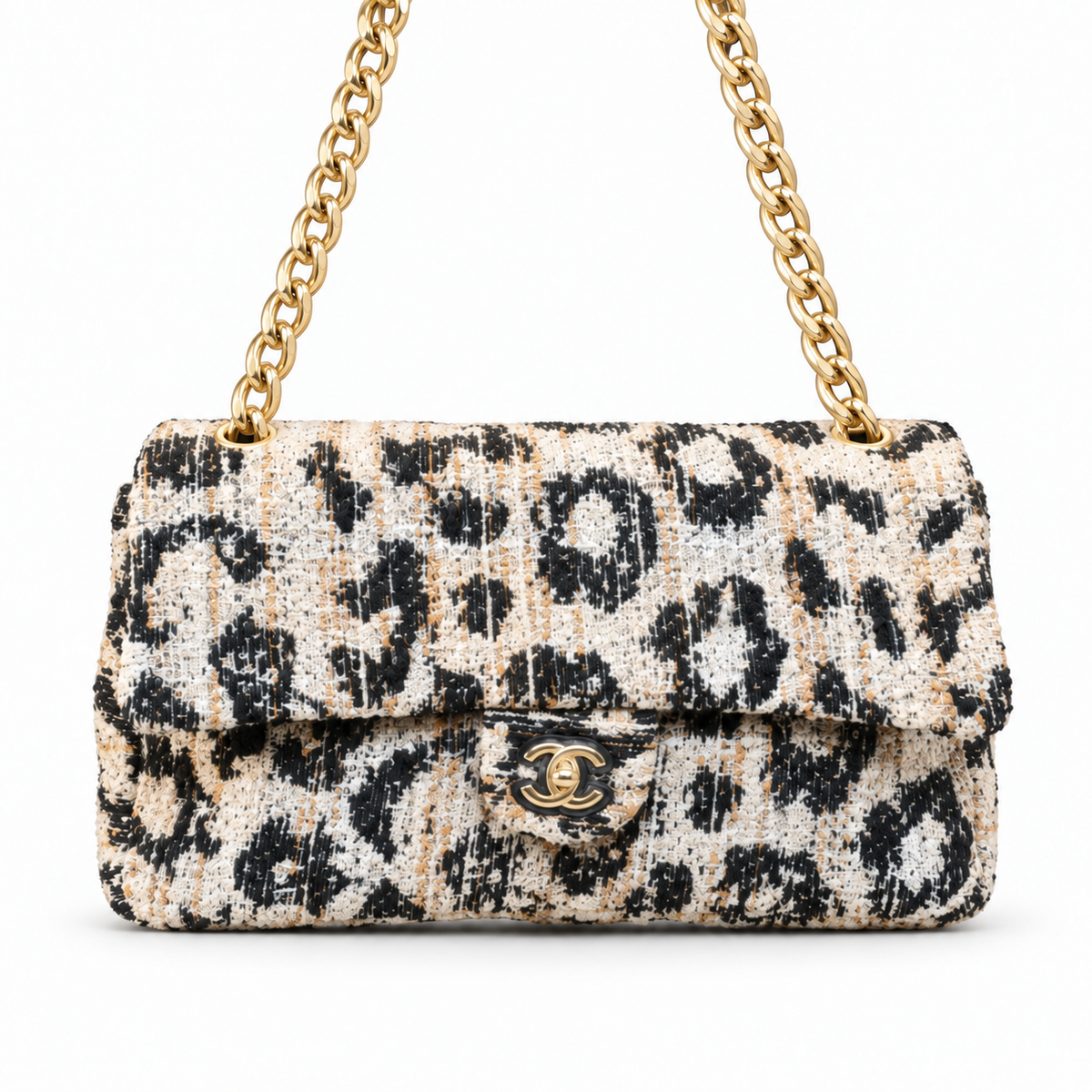 Chanel Maxi Flap Bag in Leopard Print Tweed