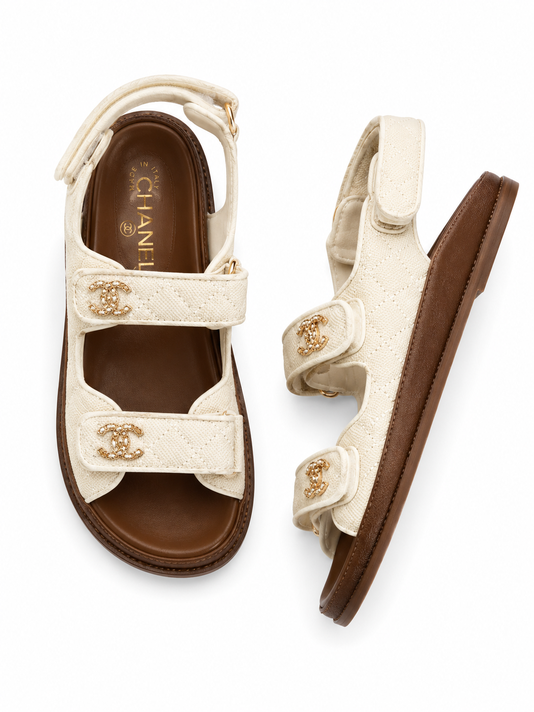 Chanel lambskin quilted velcro dad sandals