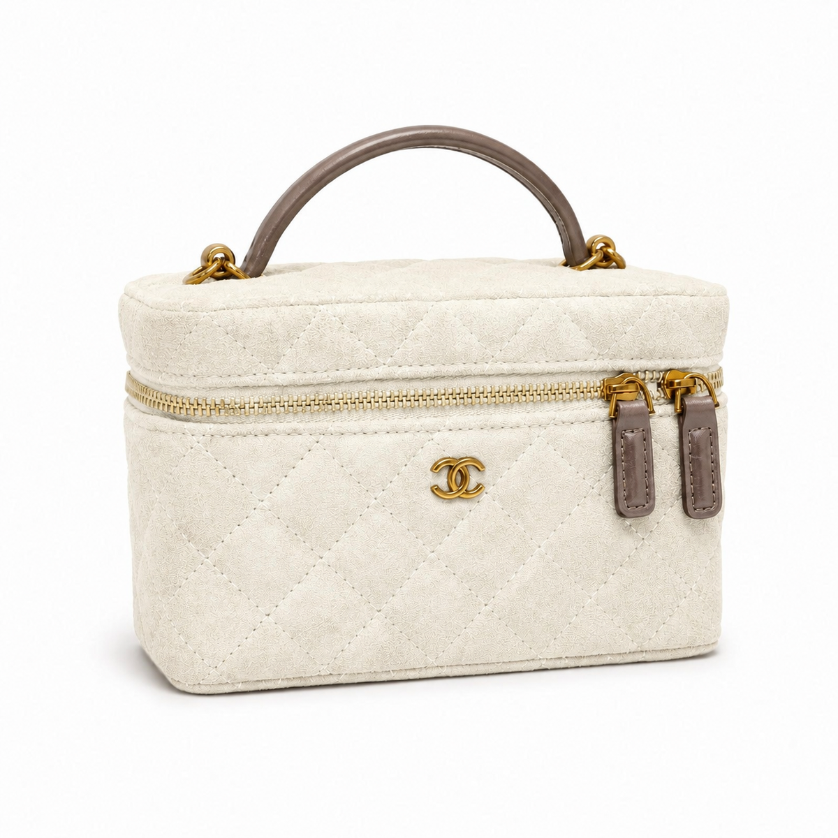 Chanel quilted suede slim vanity