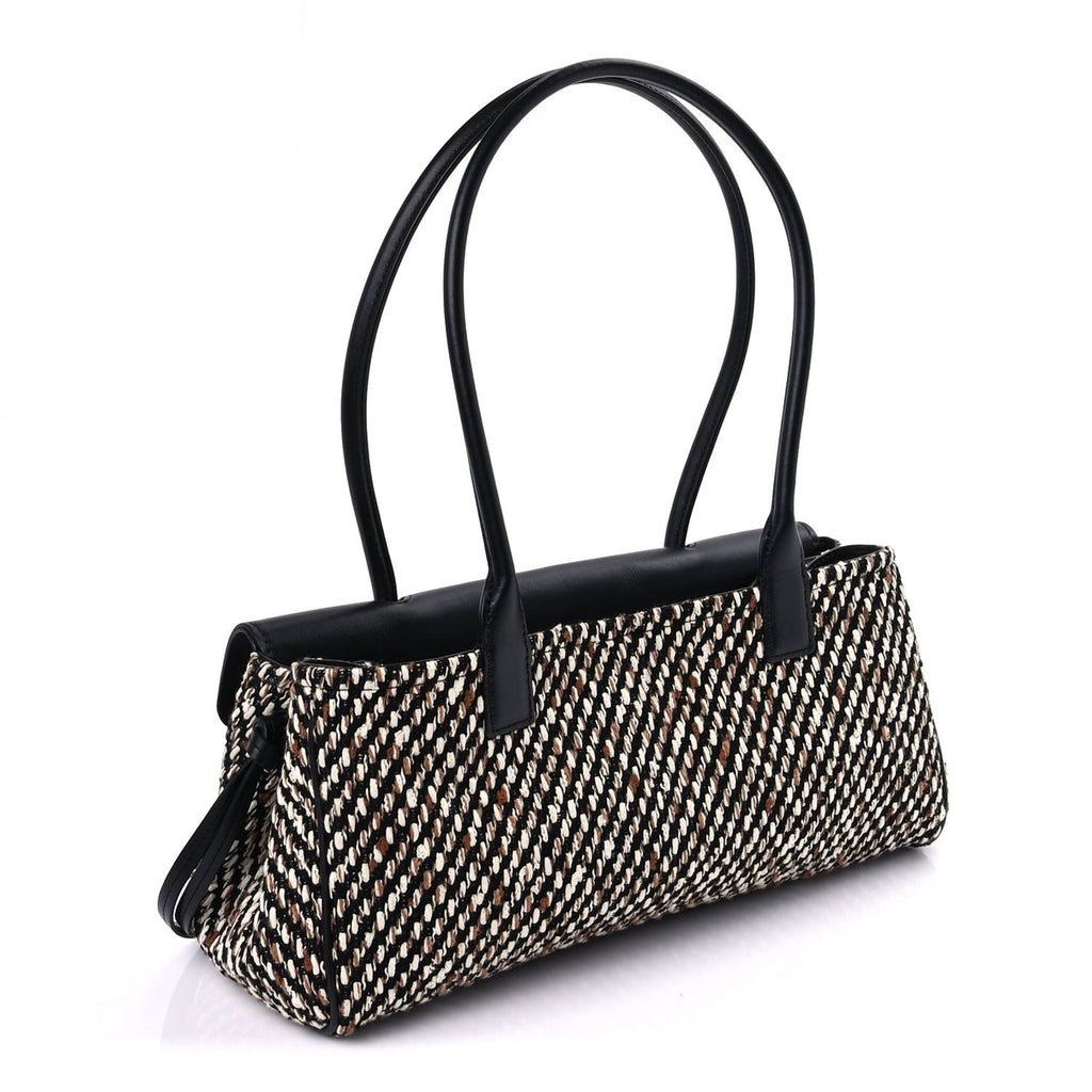 Tweed Calfskin Urban Essentials  Shopping Bag Black
