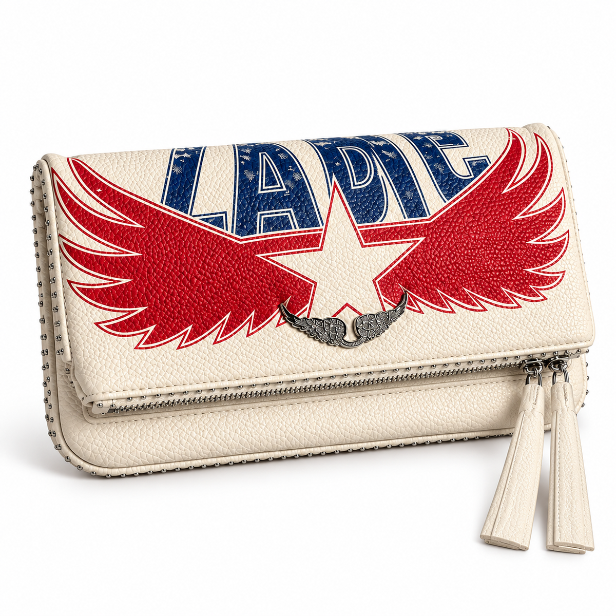 Zadig & Voltaire White Leather Rock Clutch