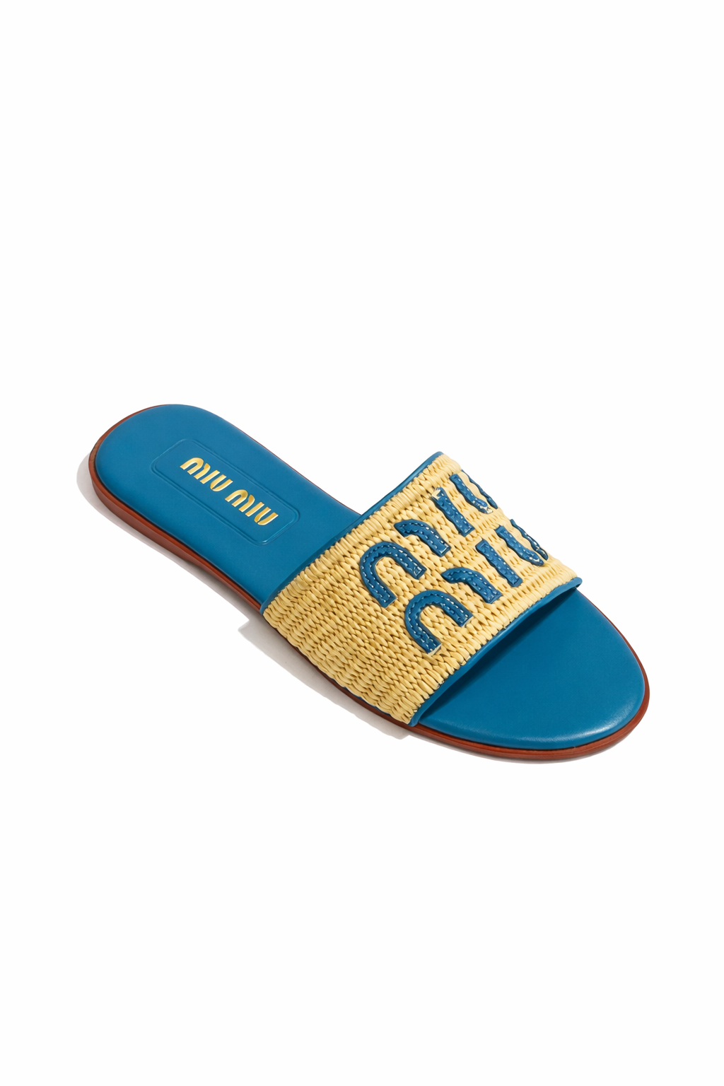 Miu Miu Logo-patch Raffia Slides