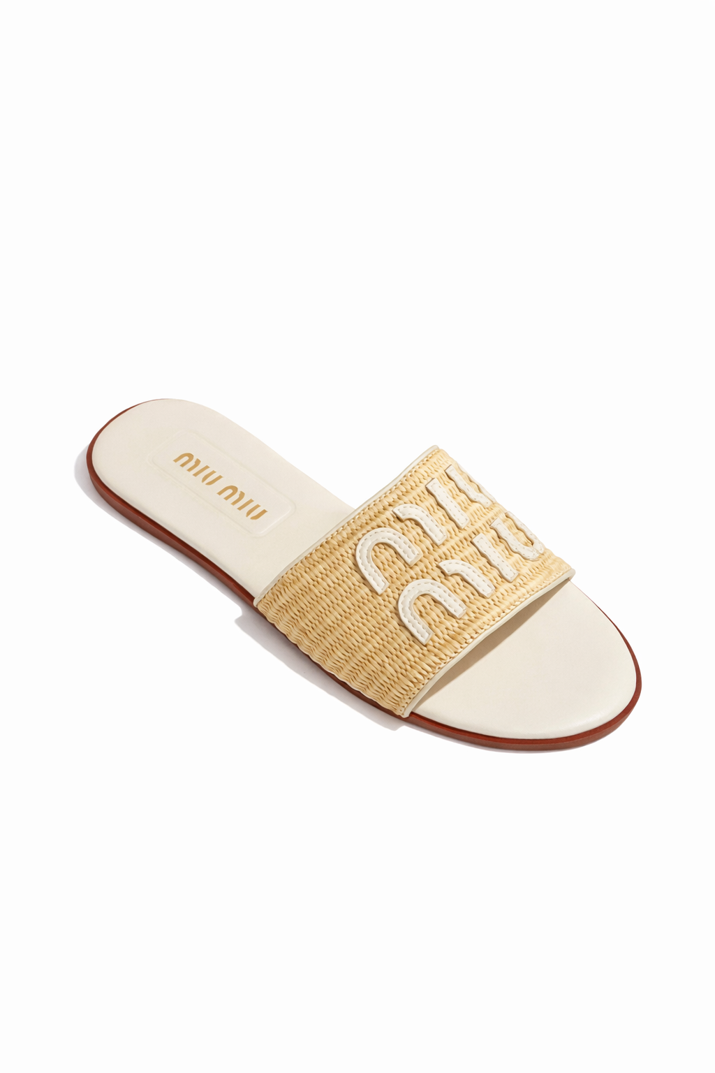 Miu Miu Logo-patch Raffia Slides