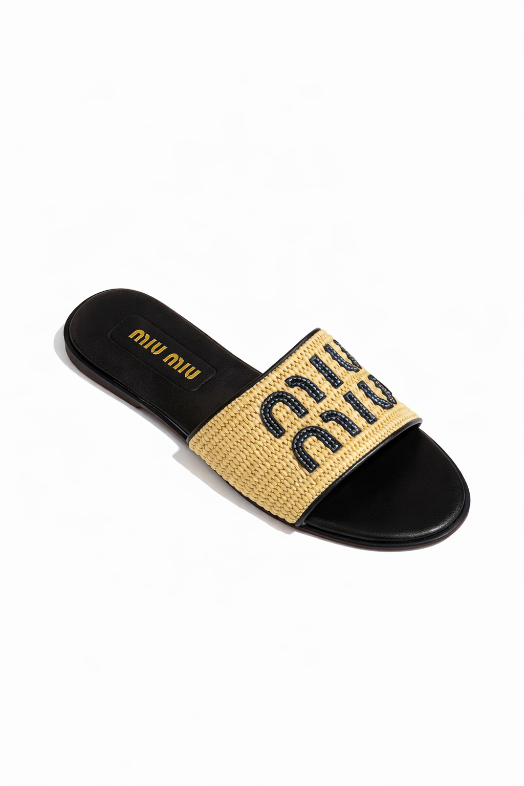 Miu Miu Logo-patch Raffia Slides