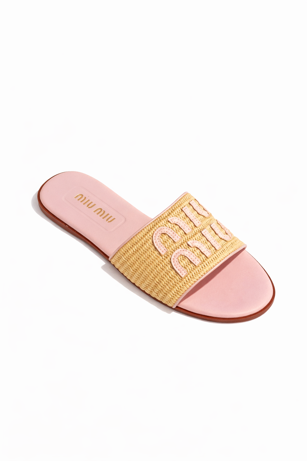 Miu Miu Logo-patch Raffia Slides